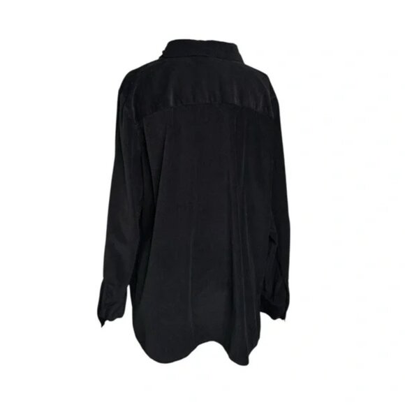 Quacker Factory Black Corduroy Holiday Shirt – Poinsettia & Holly Embroidered 1X - Picture 8 of 8